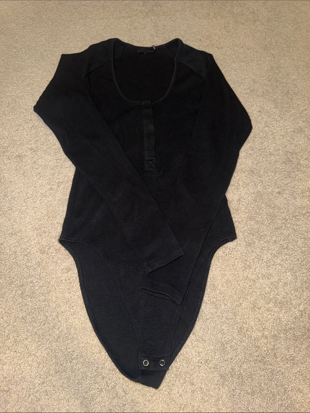 Good American Black Long Sleeve Ribbed Bodysuit